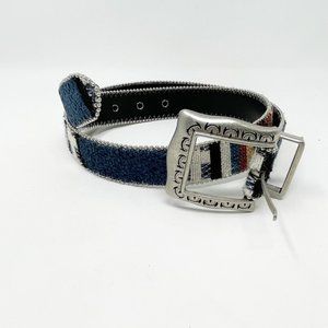 Elite Fresno CA Vtg Belt Southwestern Geometric Silver Buckle & Trim  Medium